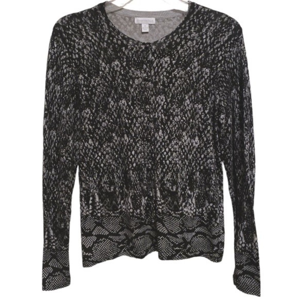NWOT! CHARTER CLUB Dark Cottagecore Lace Print Button Front Cardigan Medium